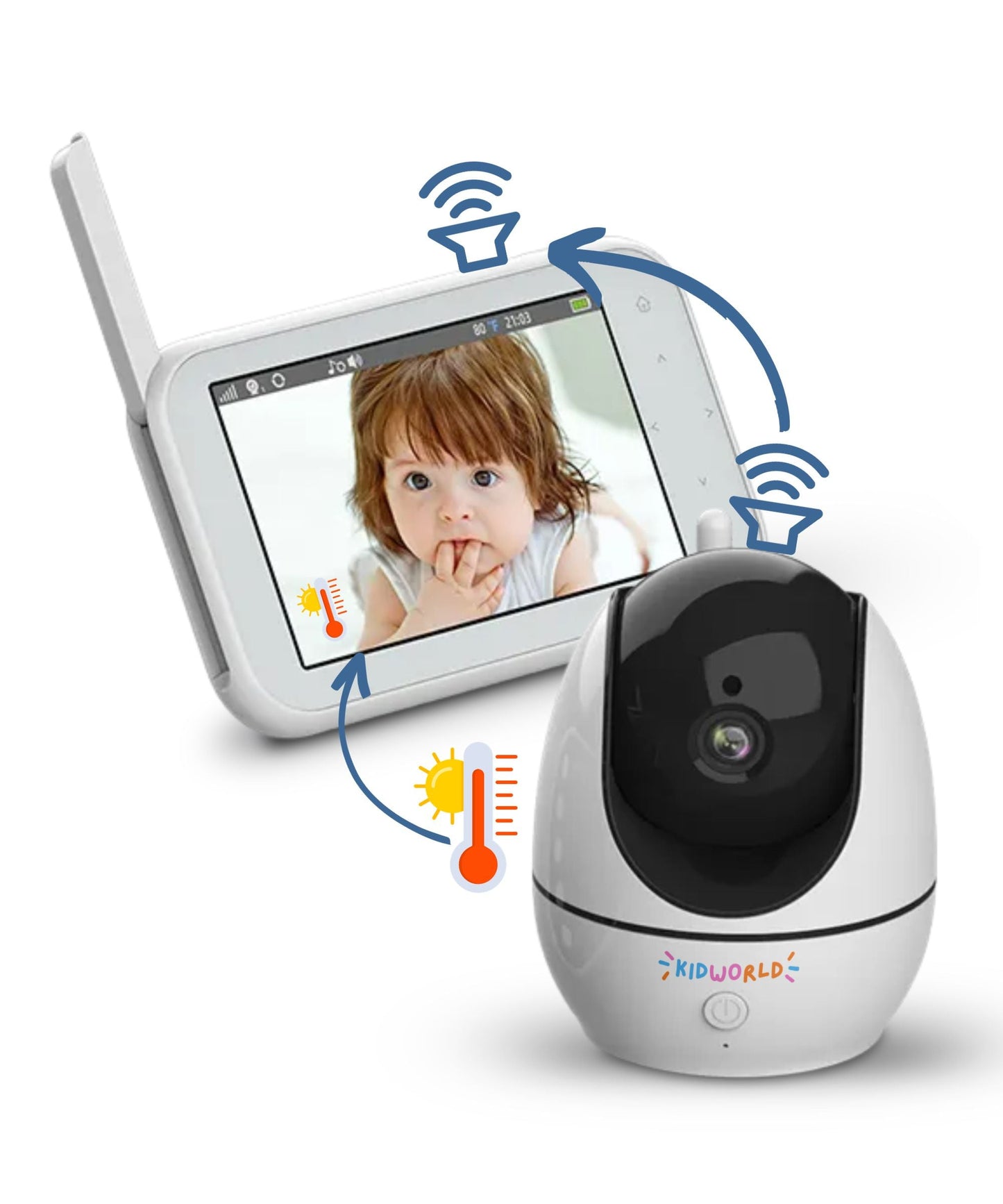 KidWorld Babyfoon Met Camera | IR Night Vision | 355° PTZ Rotatie | Met Baby Monitor